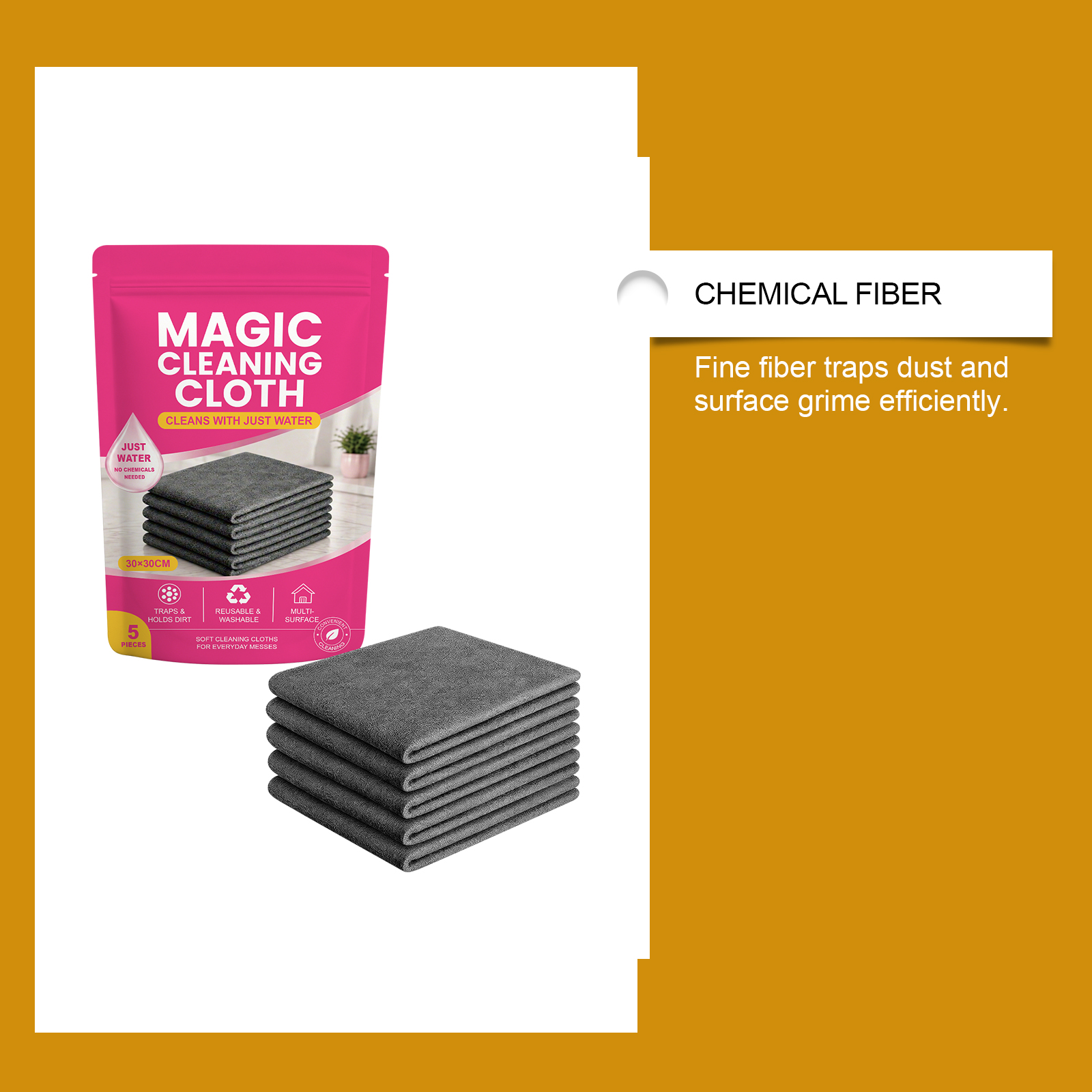 Clean Cloth Soft Texture Trace Free Watermark Free Water Clean Reusable Surface Safe Home Car Use