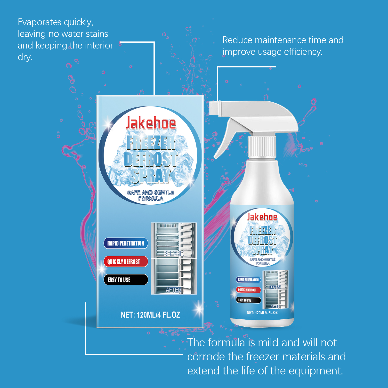Freezer Defrost Spray Multi Purpose For Ice Maker Car Window Water Tap Ice Removal Defrosting