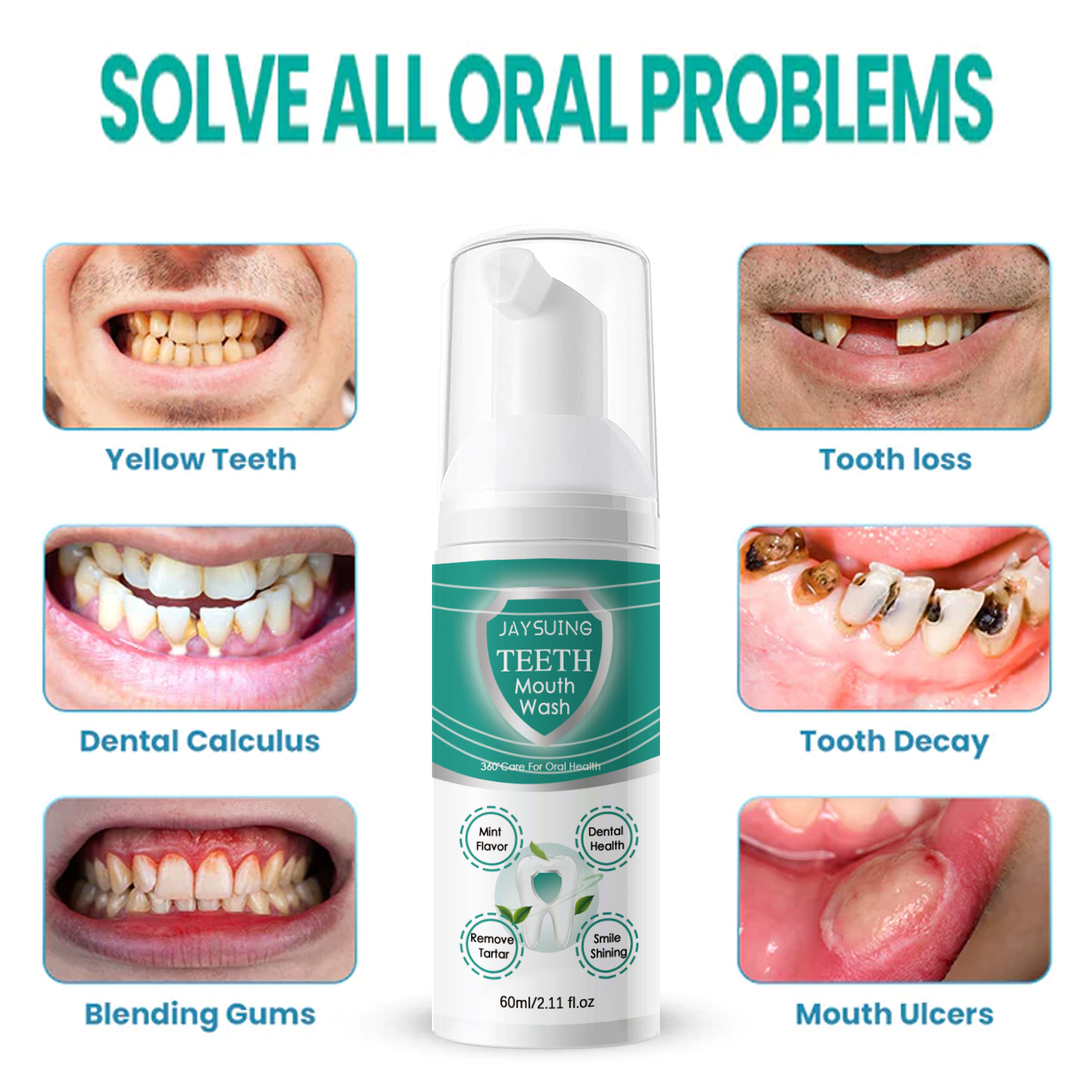 Foam Teeth Cleansing Mousse Deep Cleaning Stain Removal Breath Freshening Gum Care For Daily Oral Hygiene 60ml