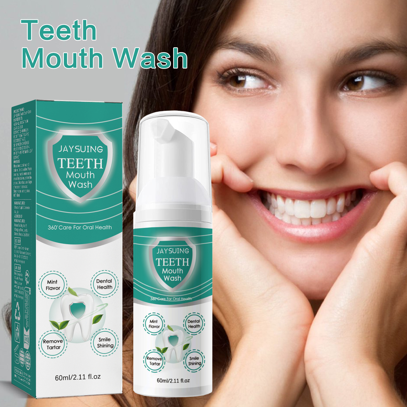 Foam Teeth Cleansing Mousse Deep Cleaning Stain Removal Breath Freshening Gum Care For Daily Oral Hygiene 60ml