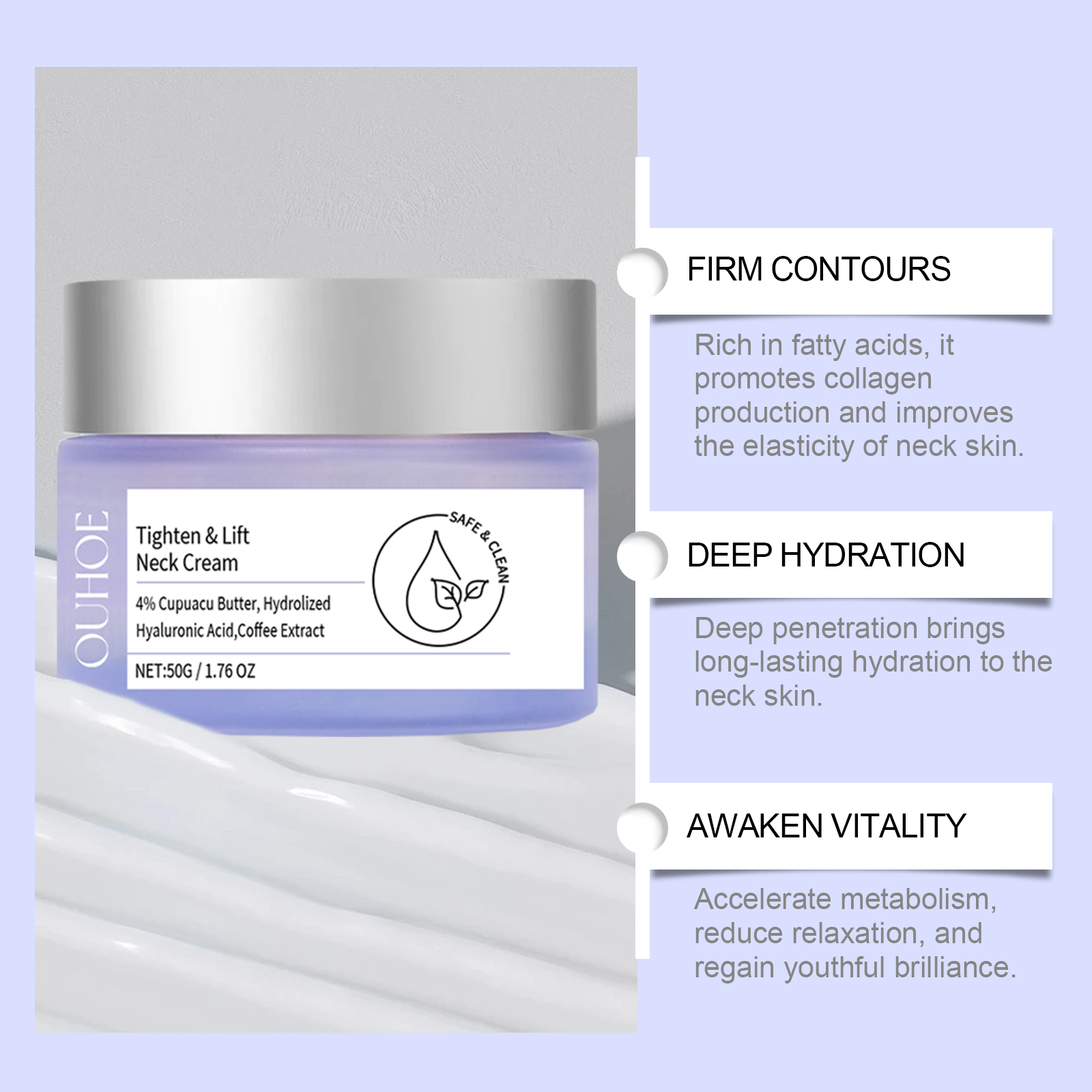Moisturizing Neck Cream Hydrating Firming Fine Lines Daily Neck Care 50g