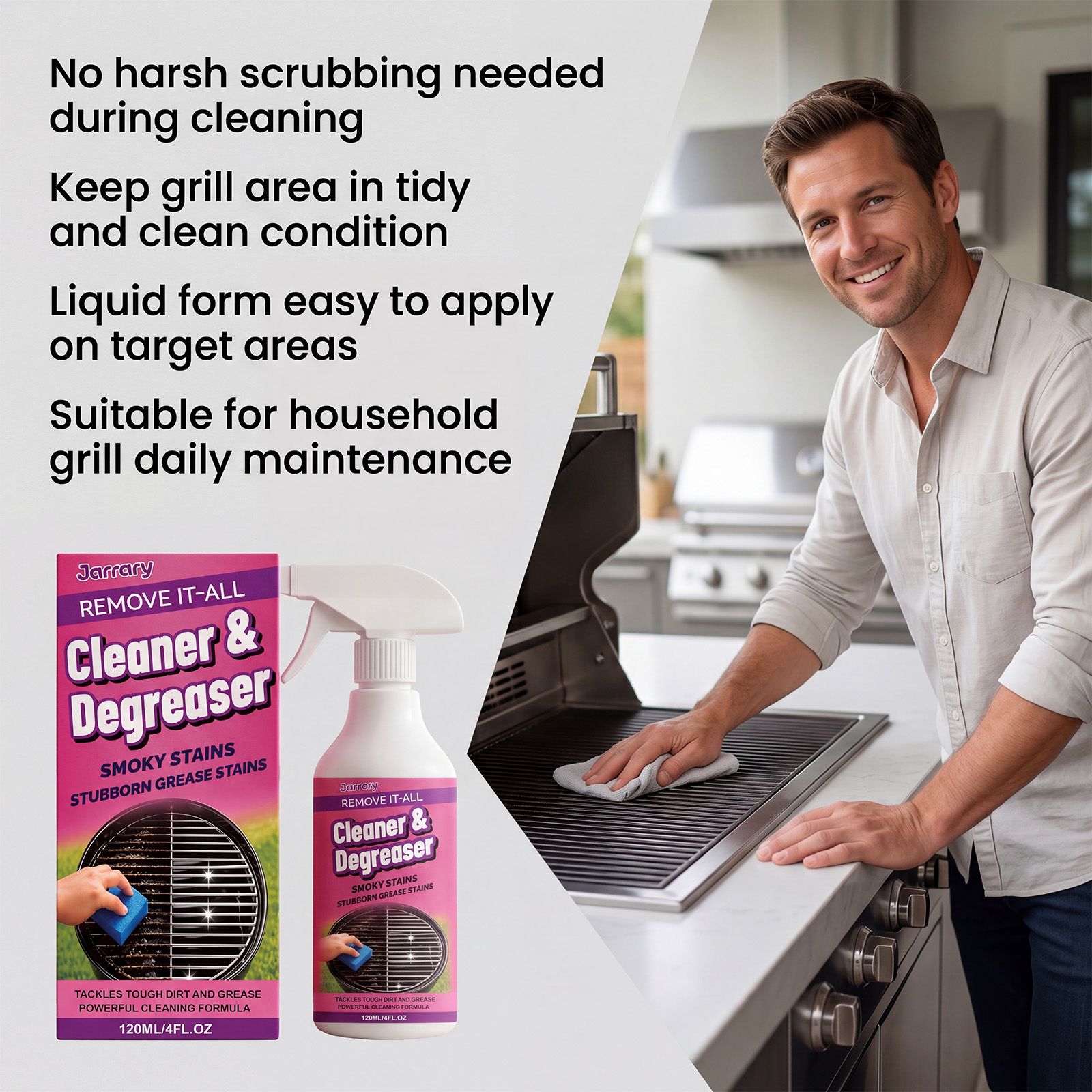 Grill Cleaner Spray For BBQ Rack Grease And Burnt Stain Removal Daily Cleaning