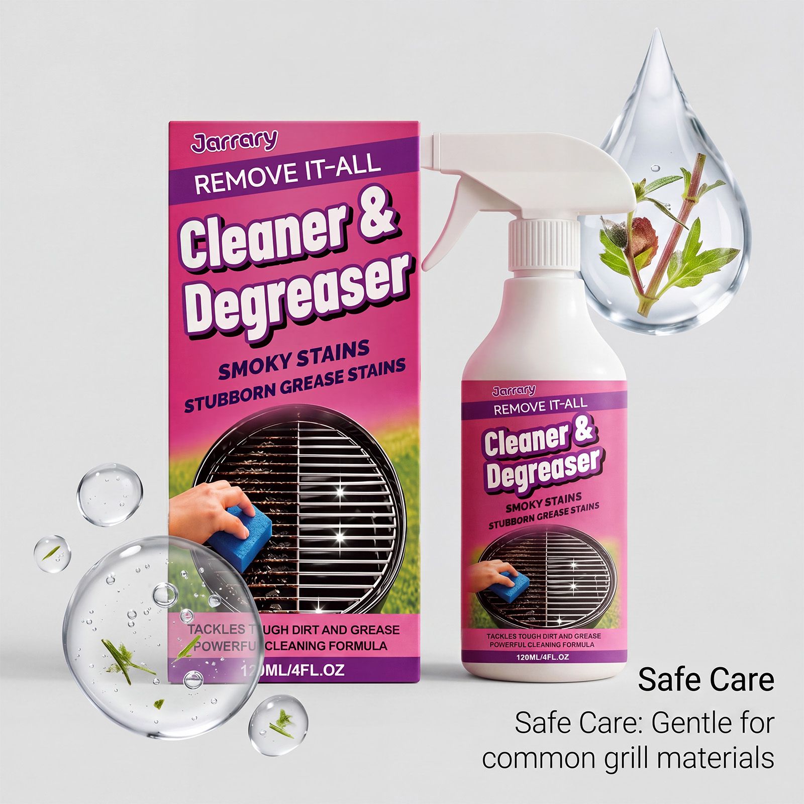 Grill Cleaner Spray For BBQ Rack Grease And Burnt Stain Removal Daily Cleaning