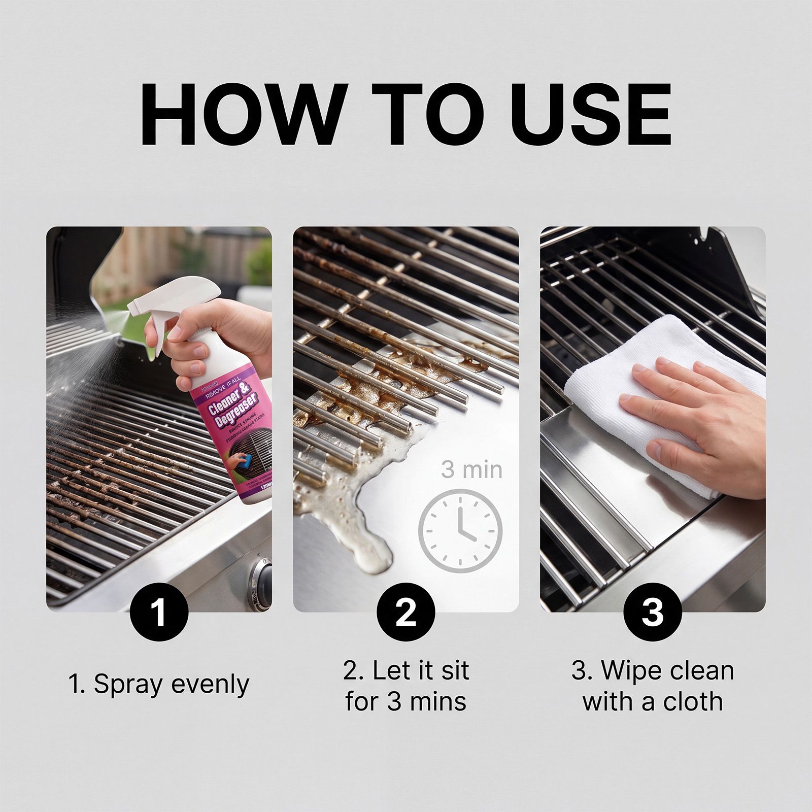 Grill Cleaner Spray For BBQ Rack Grease And Burnt Stain Removal Daily Cleaning