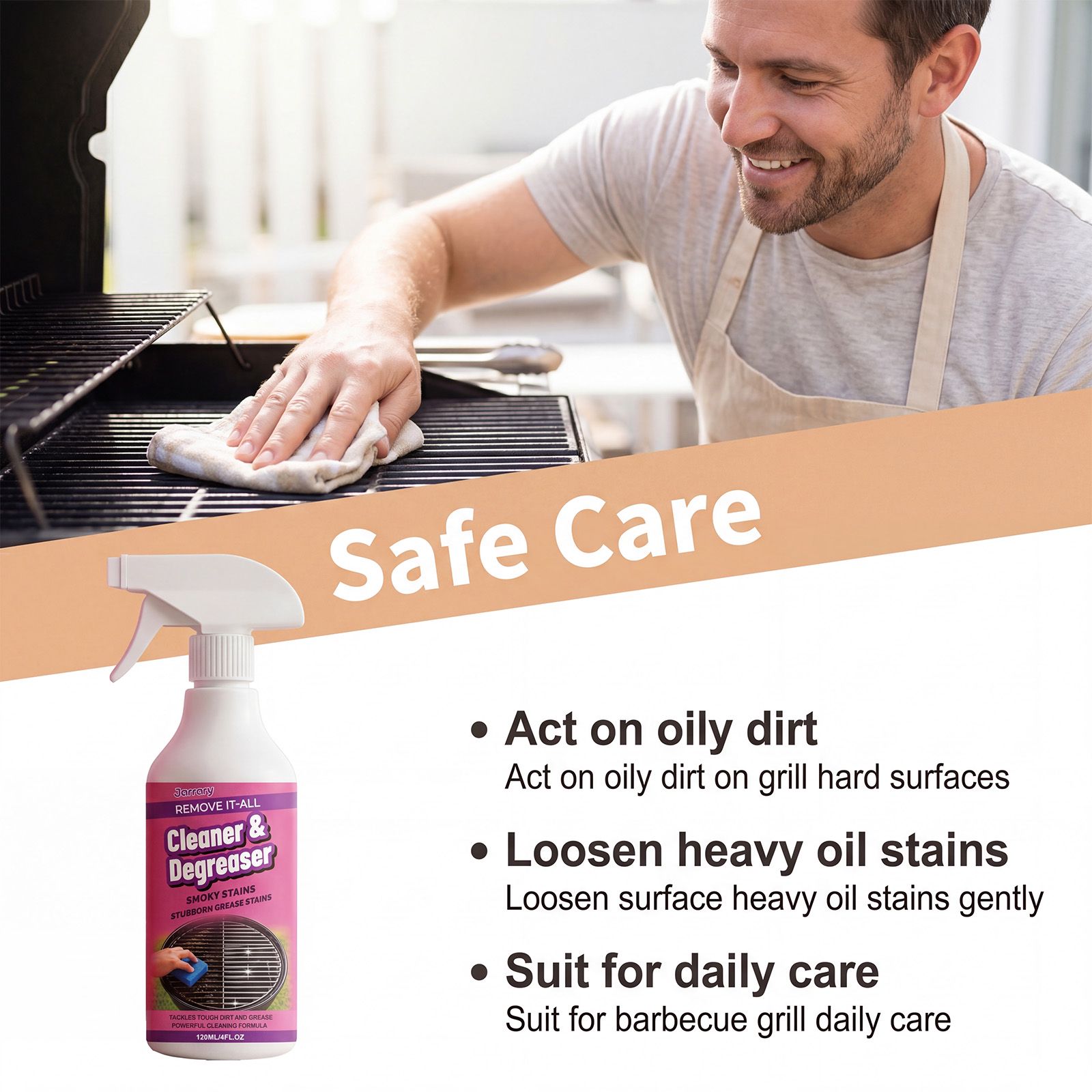 Grill Cleaner Spray For BBQ Rack Grease And Burnt Stain Removal Daily Cleaning