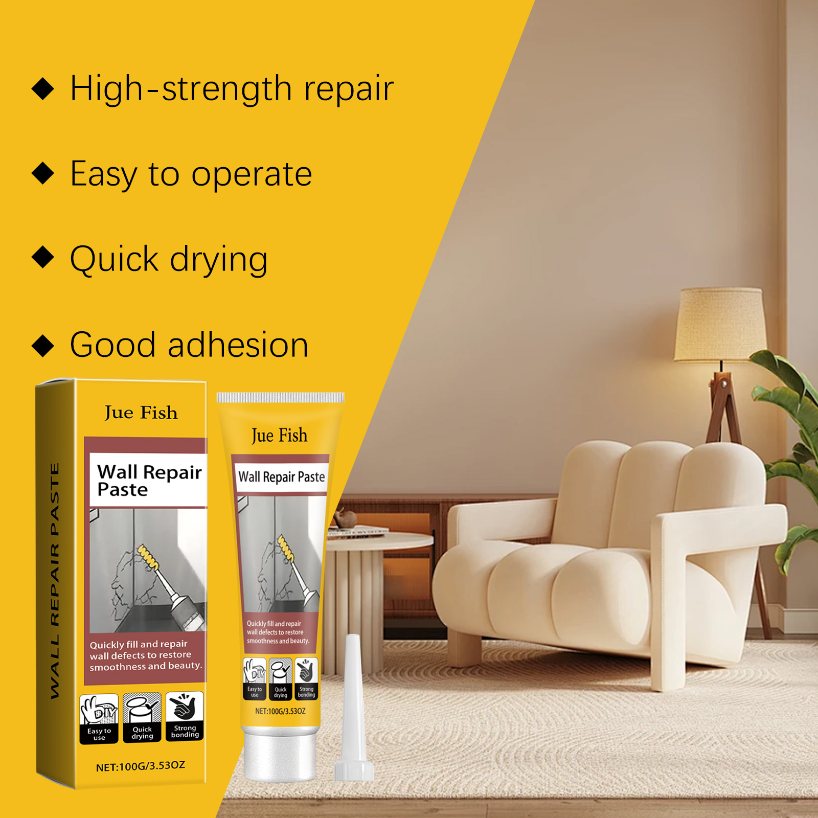 New Wall Repair Agent Waterproof Coating Sealant Agent Crack Hole Mending Paste Mildewproof Patch White Wall Restore ﻿