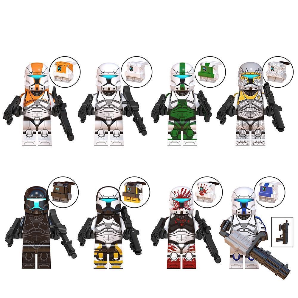 (8 Pcs Soldiers A) Kids Toys Star War Trooper Building Blocks Clone Soldiers Mini Action Figures Armor Toys For Kids Christmas Gifts