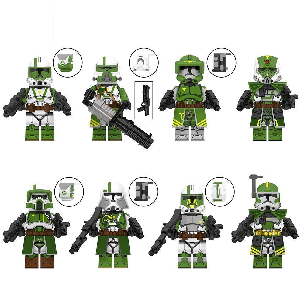 (8 Pcs Soldiers A) Kids Toys Star War Trooper Building Blocks Clone Soldiers Mini Action Figures Armor Toys For Kids Christmas Gifts