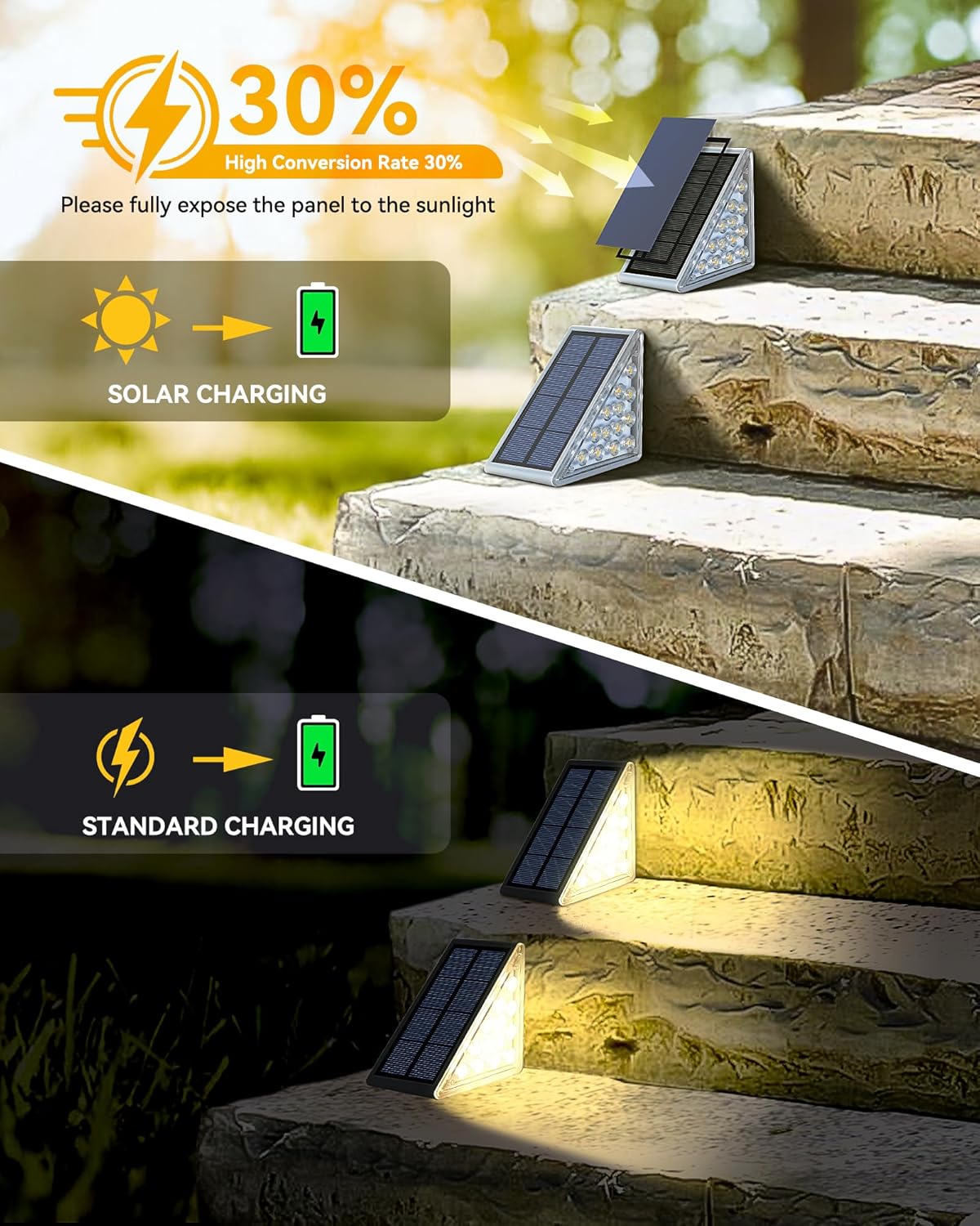 (4 pcs) Solar Step Lights Outdoor Solar Stair Lights IP67 Waterproof 13 LED Beads for Increased Brightness Outdoor Stair Lights for Decorative Use on Stairs Front 