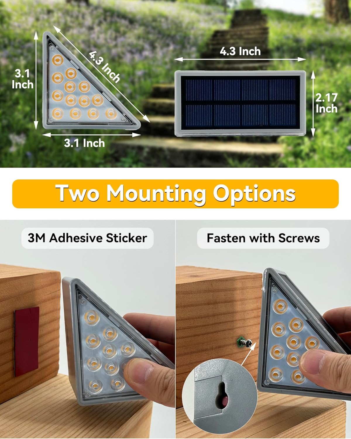 (4 pcs) Solar Step Lights Outdoor Solar Stair Lights IP67 Waterproof 13 LED Beads for Increased Brightness Outdoor Stair Lights for Decorative Use on Stairs Front 