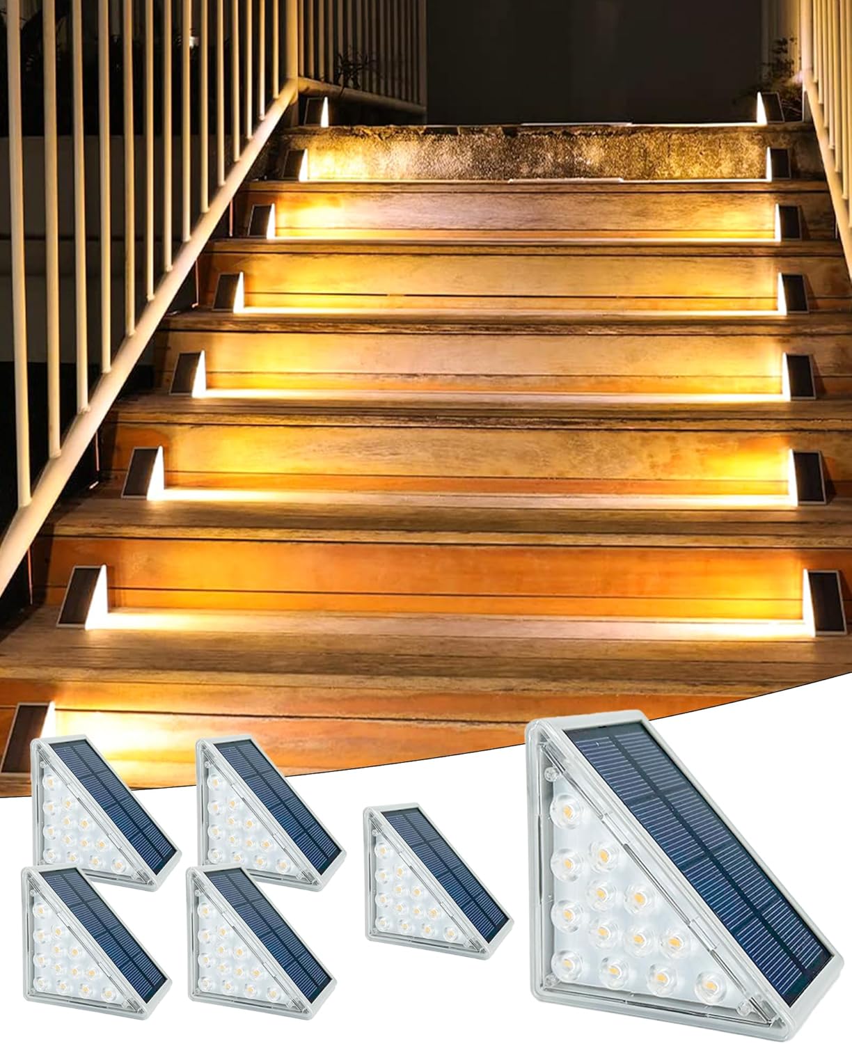 (4 pcs) Solar Step Lights Outdoor Solar Stair Lights IP67 Waterproof 13 LED Beads for Increased Brightness Outdoor Stair Lights for Decorative Use on Stairs Front 