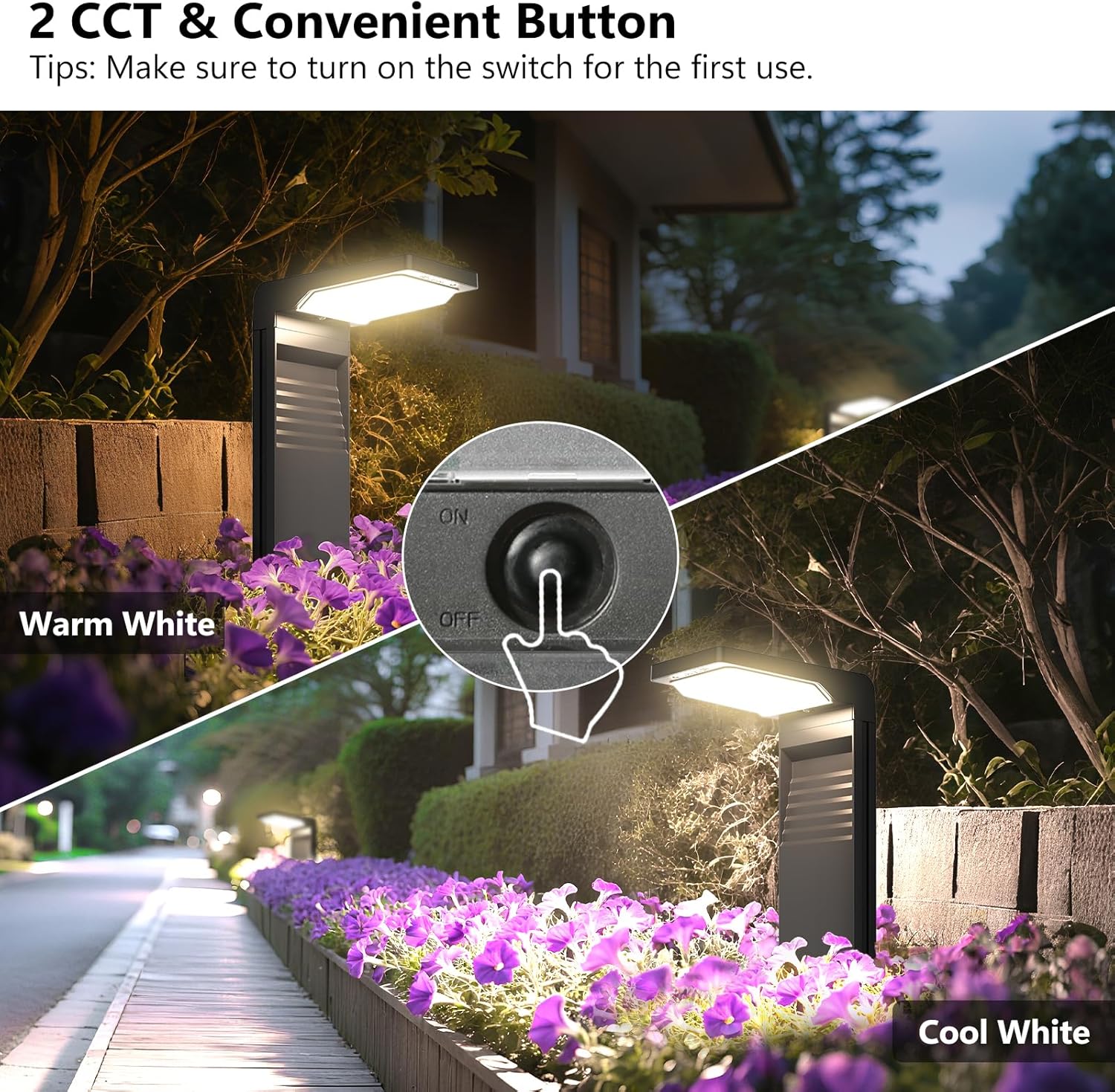 (6 pcs) Solar Lights Outdoor 200LM Bright LED Landscape Lighting Waterproof Garden Lights Auto ON Off Outdoor Light for Yard Lawn Patio Driveway Sidewalk Walkway 
