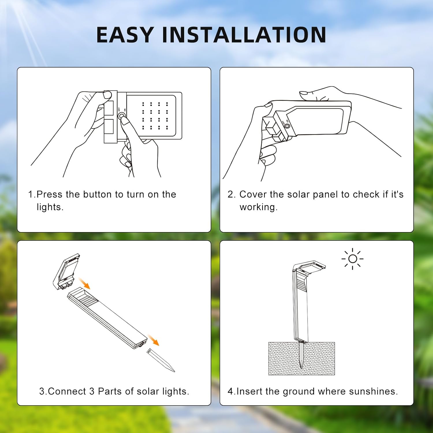 (6 pcs) Solar Lights Outdoor 200LM Bright LED Landscape Lighting Waterproof Garden Lights Auto ON Off Outdoor Light for Yard Lawn Patio Driveway Sidewalk Walkway 