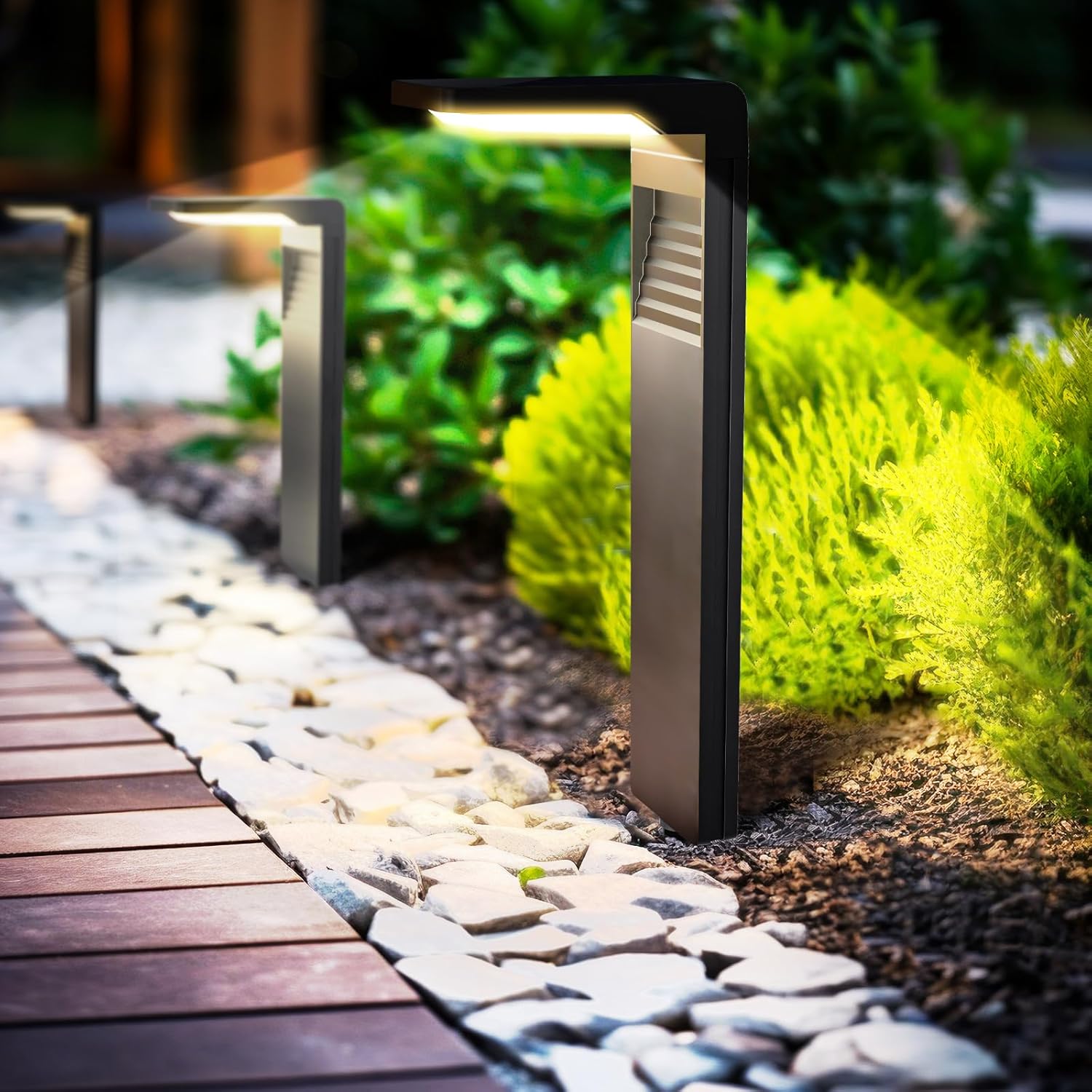 (6 pcs) Solar Lights Outdoor 200LM Bright LED Landscape Lighting Waterproof Garden Lights Auto ON Off Outdoor Light for Yard Lawn Patio Driveway Sidewalk Walkway 
