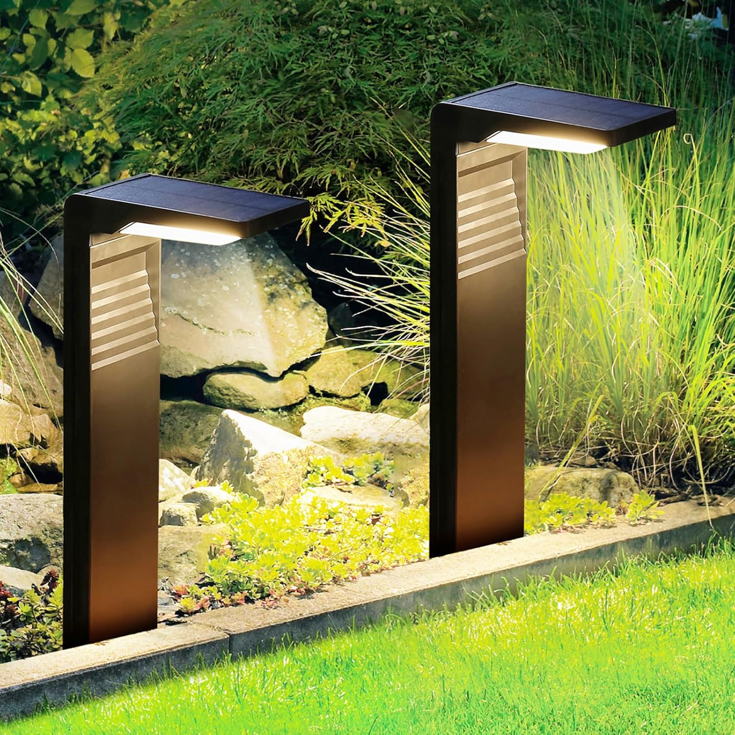 (6 pcs) Solar Lights Outdoor 200LM Bright LED Landscape Lighting Waterproof Garden Lights Auto ON Off Outdoor Light for Yard Lawn Patio Driveway Sidewalk Walkway 
