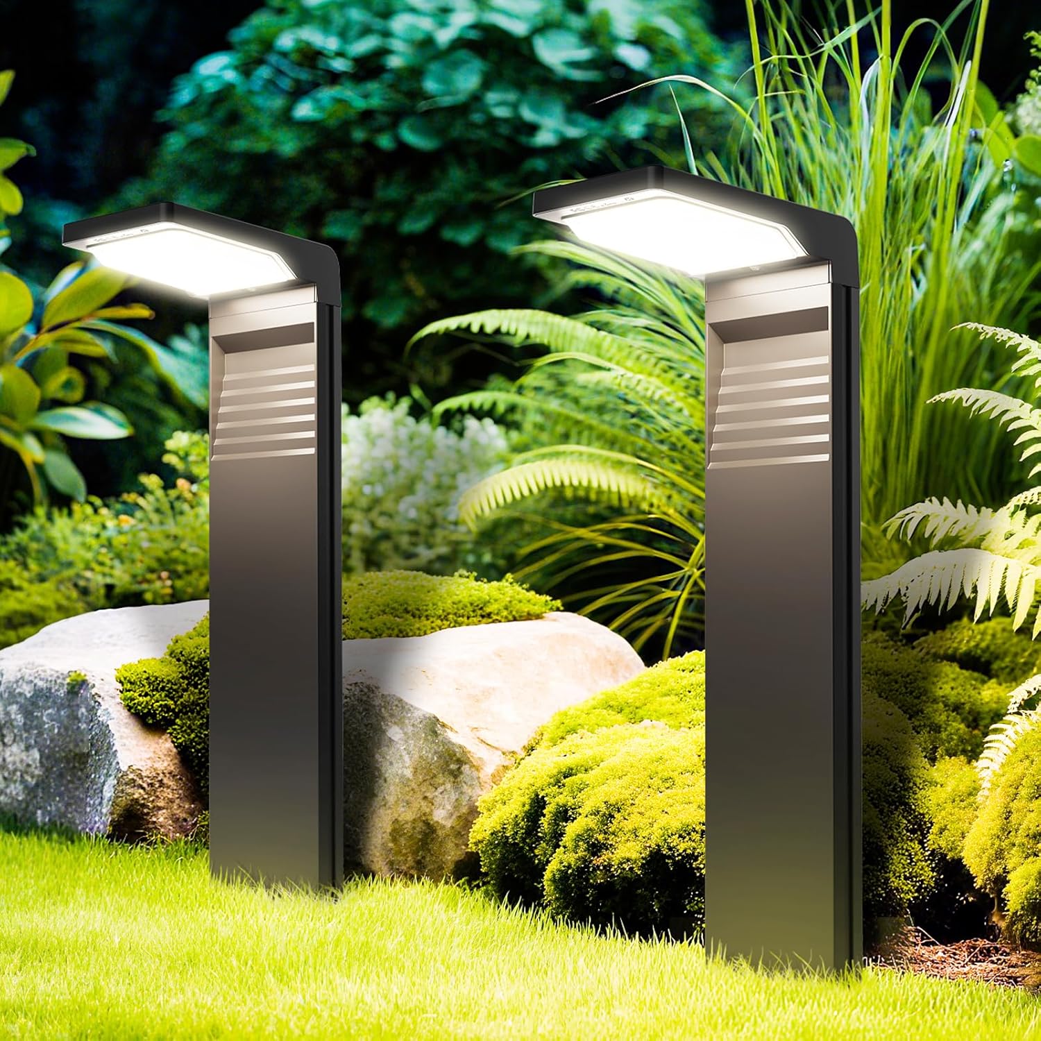 Solar Lights Outdoor 200LM Bright LED Landscape Lighting Waterproof Garden Lights Auto ON Off Outdoor Light for Yard Lawn Patio Driveway Sidewalk Walkway 