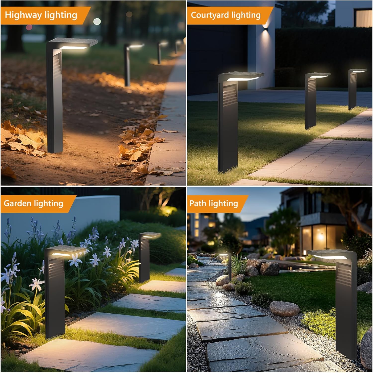 (6 pcs) Solar Lights Outdoor 200LM Bright LED Landscape Lighting Waterproof Garden Lights Auto ON Off Outdoor Light for Yard Lawn Patio Driveway Sidewalk Walkway 