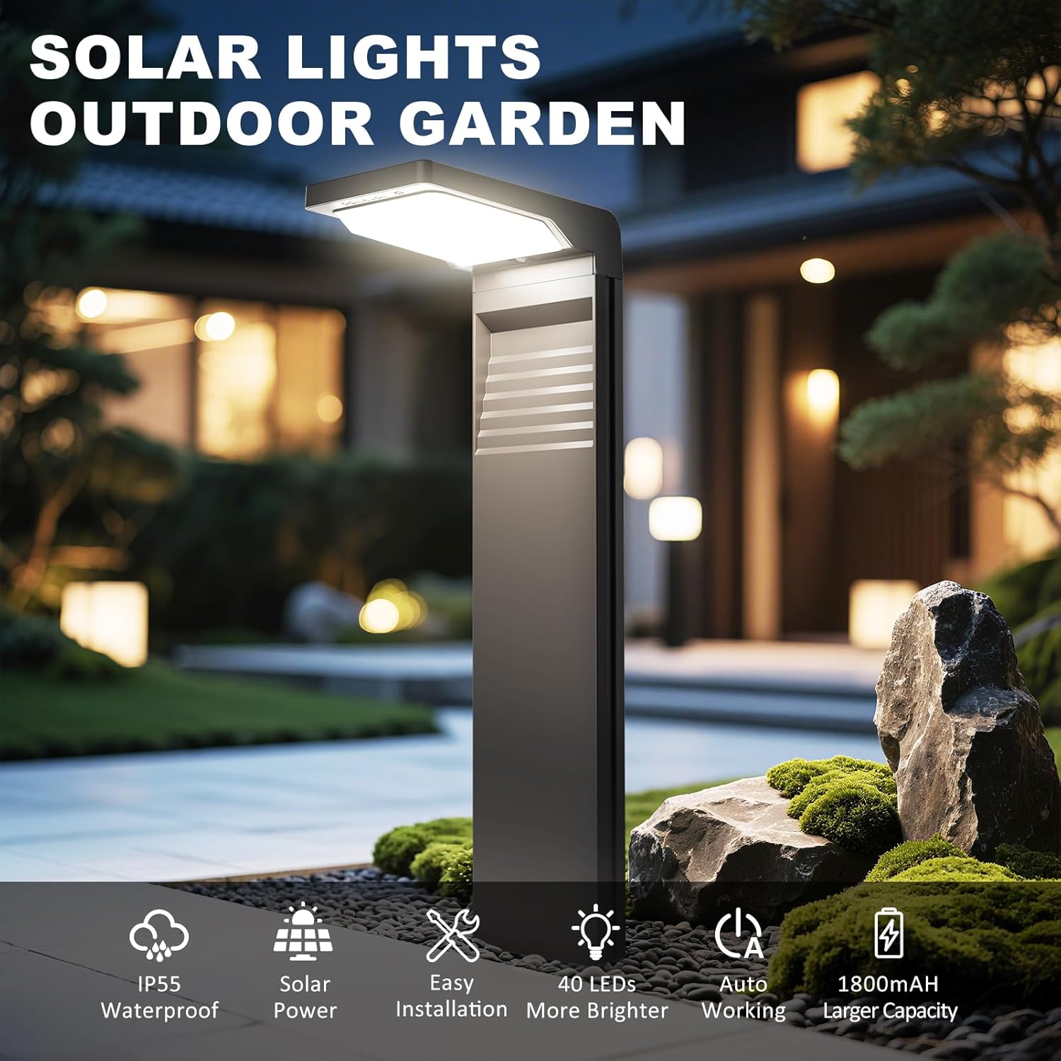 (6 pcs) Solar Lights Outdoor 200LM Bright LED Landscape Lighting Waterproof Garden Lights Auto ON Off Outdoor Light for Yard Lawn Patio Driveway Sidewalk Walkway 