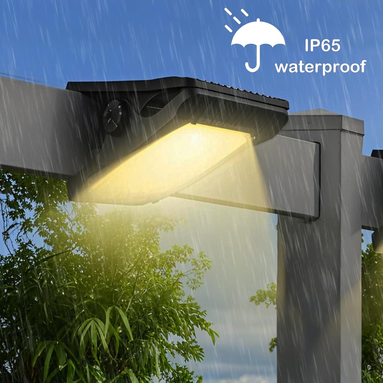 (Warm White) Clip On Solar Lights Outdoor 1500mAh New Enhanced LED Outdoor Solar Light Motion Detection Sensor Light Waterproof Atmosphere Decorative Lights Wall Garage 
