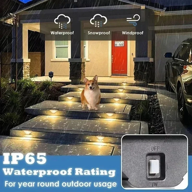 (2 PCS)  LED Solar Step Lights Outdoor Garden Path Porch Deck Stairs Lamp Yard Waterproof
