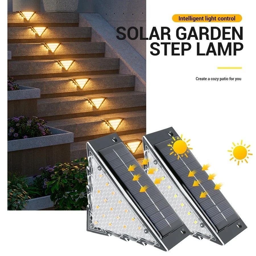 (2 PCS)  LED Solar Step Lights Outdoor Garden Path Porch Deck Stairs Lamp Yard Waterproof
