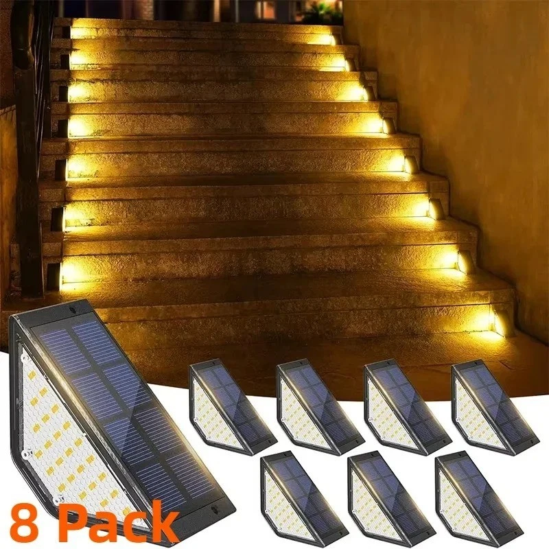 (2 PCS)  LED Solar Step Lights Outdoor Garden Path Porch Deck Stairs Lamp Yard Waterproof