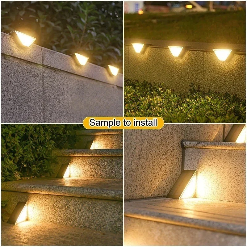(2 PCS)  LED Solar Step Lights Outdoor Garden Path Porch Deck Stairs Lamp Yard Waterproof