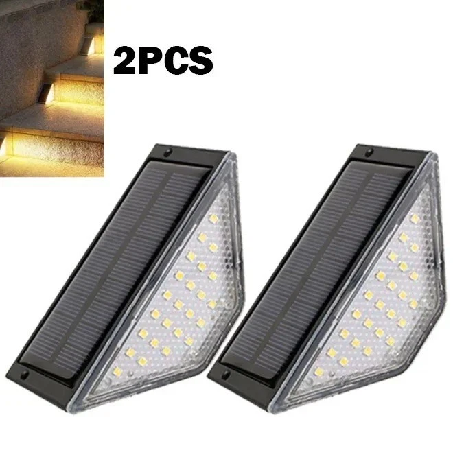 (2 PCS)  LED Solar Step Lights Outdoor Garden Path Porch Deck Stairs Lamp Yard Waterproof