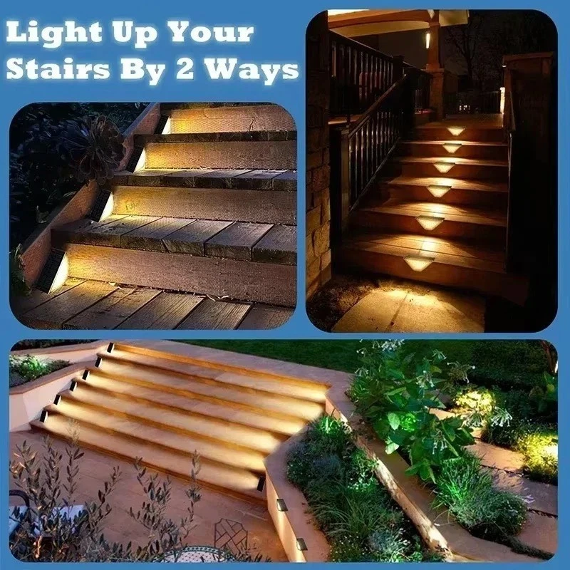 (2 PCS)  LED Solar Step Lights Outdoor Garden Path Porch Deck Stairs Lamp Yard Waterproof