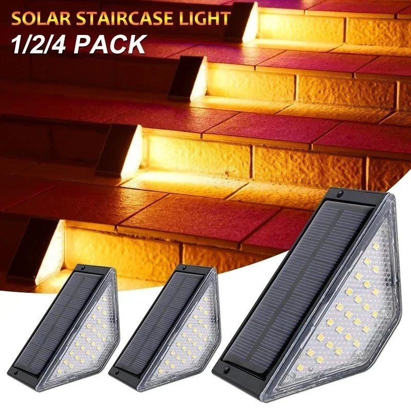 (2 PCS)  LED Solar Step Lights Outdoor Garden Path Porch Deck Stairs Lamp Yard Waterproof