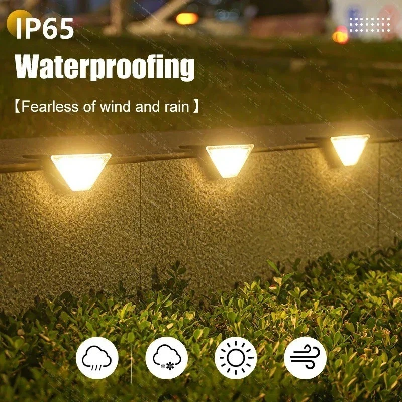 (2 PCS)  LED Solar Step Lights Outdoor Garden Path Porch Deck Stairs Lamp Yard Waterproof