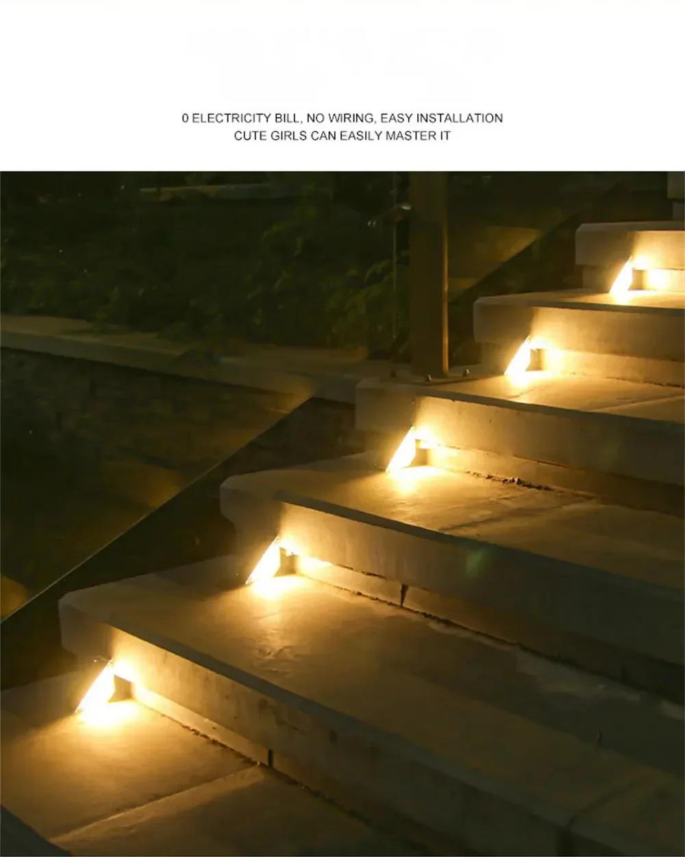 (2 PCS)  LED Solar Step Lights Outdoor Garden Path Porch Deck Stairs Lamp Yard Waterproof