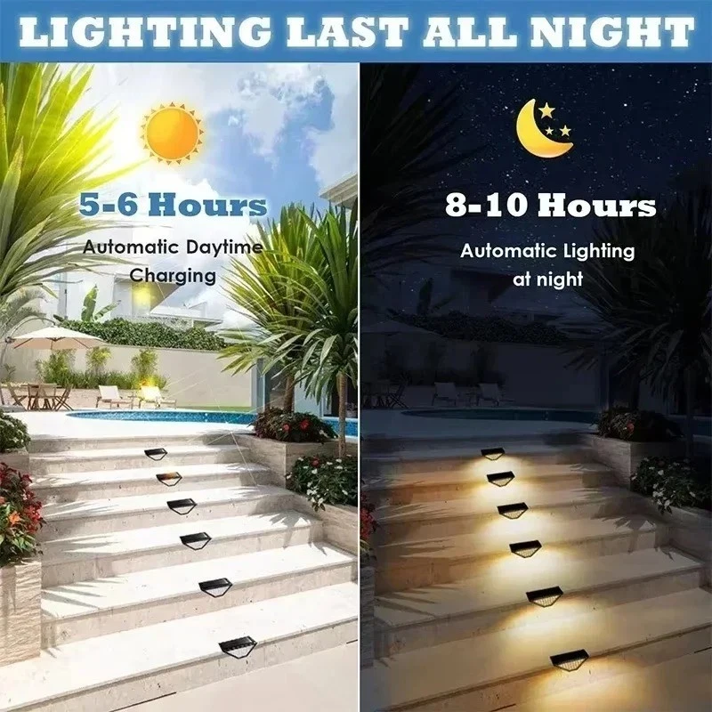 (2 PCS)  LED Solar Step Lights Outdoor Garden Path Porch Deck Stairs Lamp Yard Waterproof