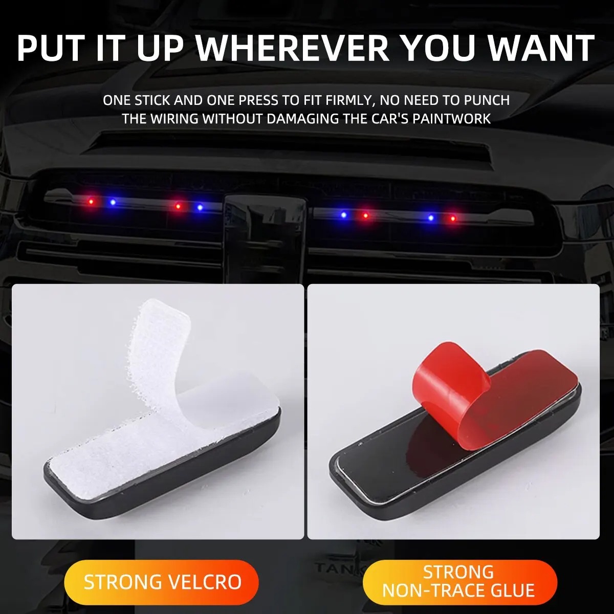 (Yellow) Mini LED Solar Power Car Warning Light Wireless Anti-Theft Simulated Alarm Caution Lamp Night Security Flashing Dummy Alarm