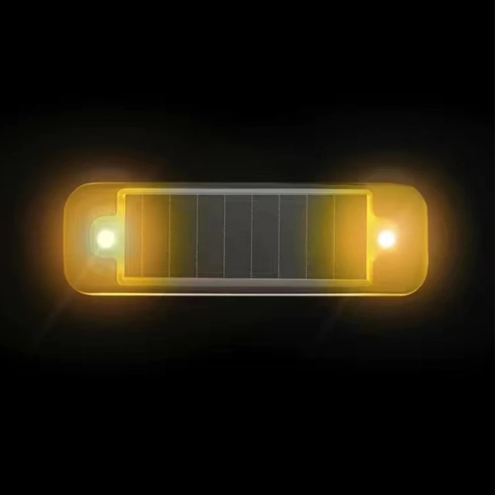 (Yellow) Mini LED Solar Power Car Warning Light Wireless Anti-Theft Simulated Alarm Caution Lamp Night Security Flashing Dummy Alarm