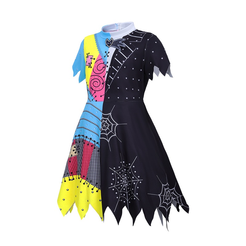 (130CM) Girls Sally Patchwork Jumpsuit Costume The Nightmare Before Christmas Cosplay Dress for Kids Halloween Party Performance