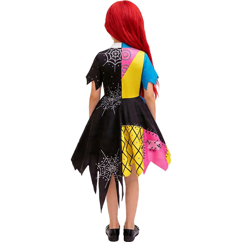 (130CM) Girls Sally Patchwork Jumpsuit Costume The Nightmare Before Christmas Cosplay Dress for Kids Halloween Party Performance