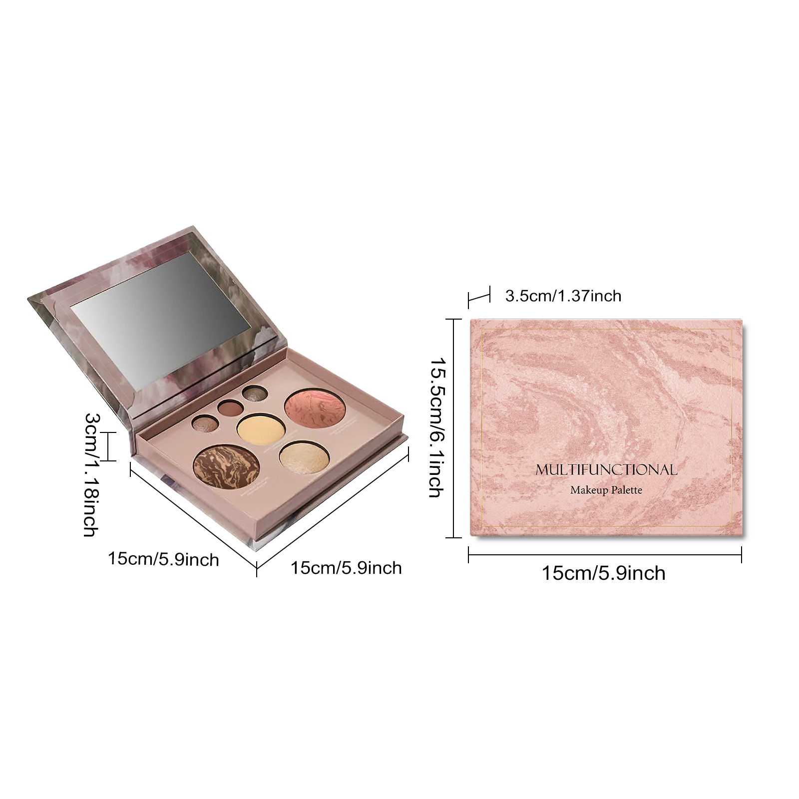 Multi Functional Makeup Palette Compact Daily All In One Eyeshadow Contour Blush Highlight Portable Personal Cosmetic Tool