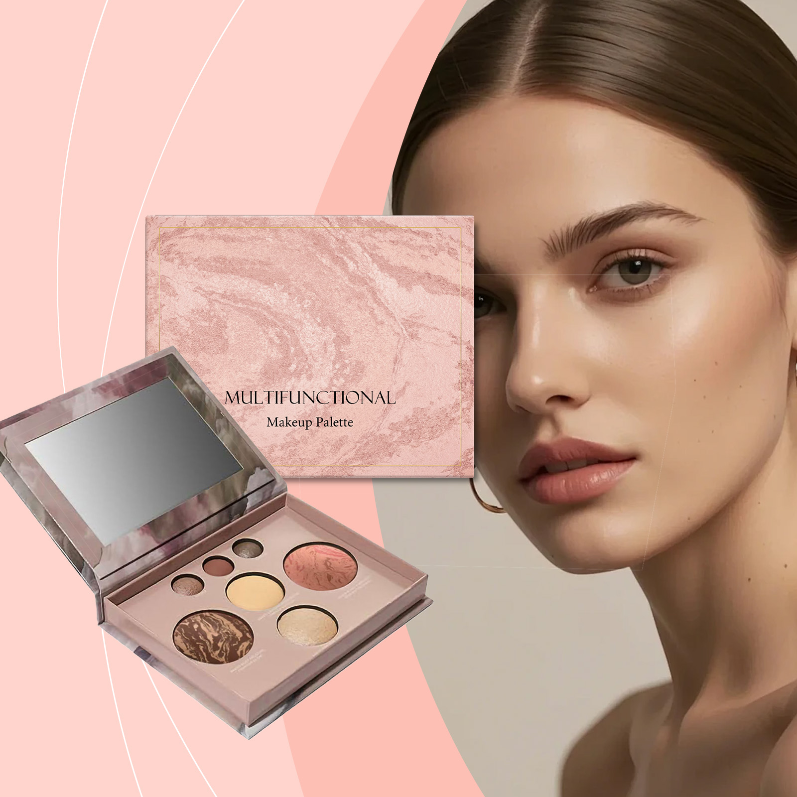 Multi Functional Makeup Palette Compact Daily All In One Eyeshadow Contour Blush Highlight Portable Personal Cosmetic Tool