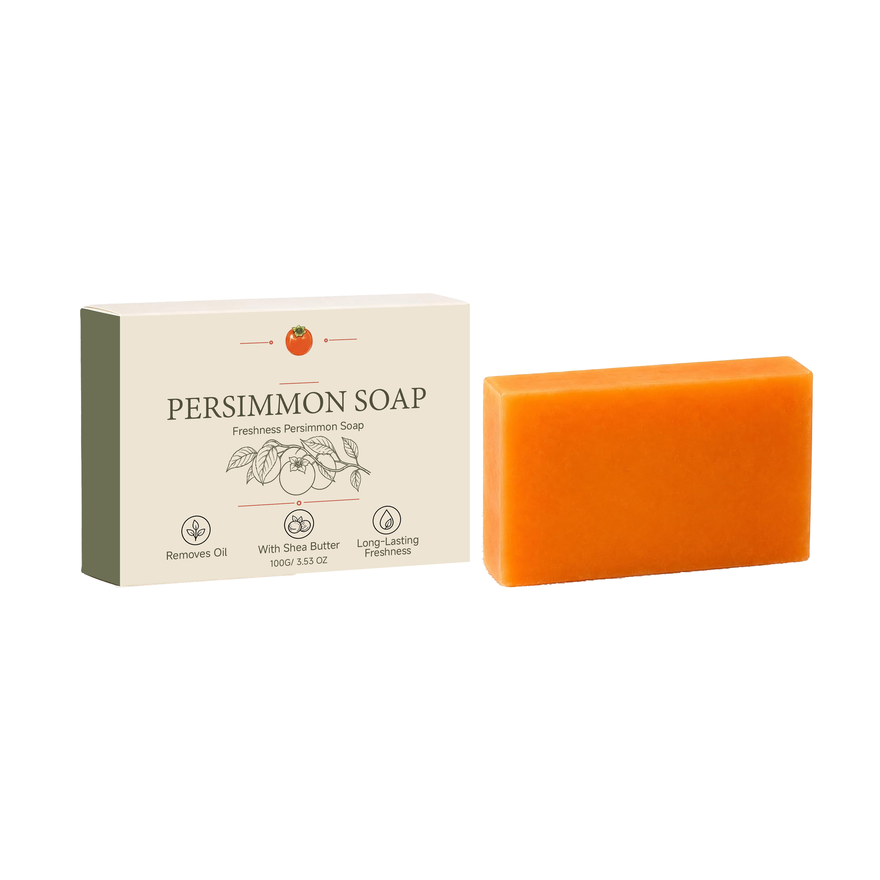 Persimmon Refreshing Cleansing Soap Refreshes Softens Skin Moisturizes Hydrates Easy Rinse Daily Clean Whole Body Skin