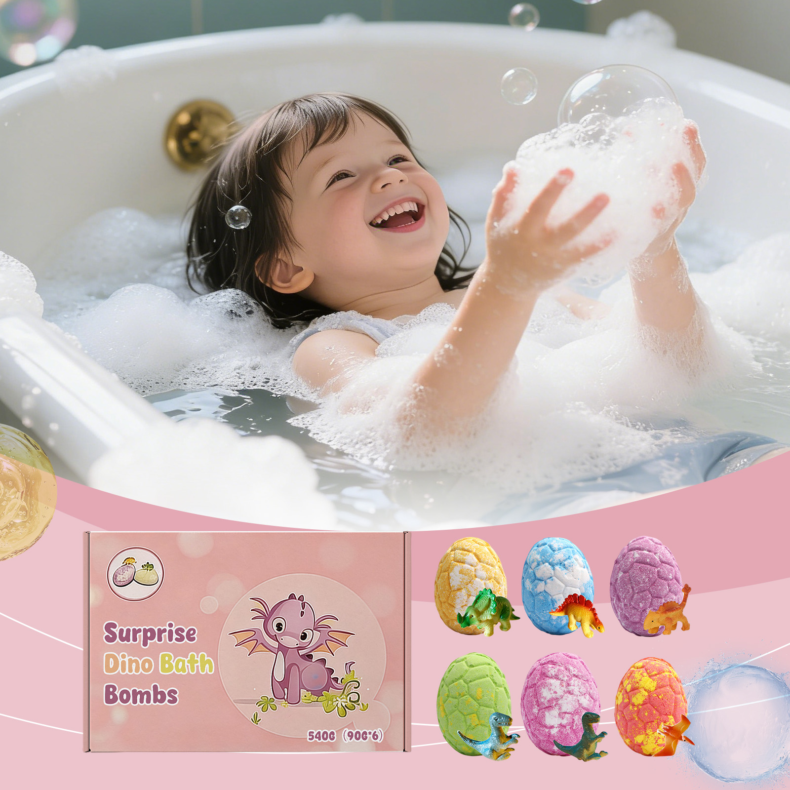 Cute Dragon Adventure Bath Bombs Mild Ingredients Daily Moisturizing Cleansing Skin Care Fun For Kids Skin