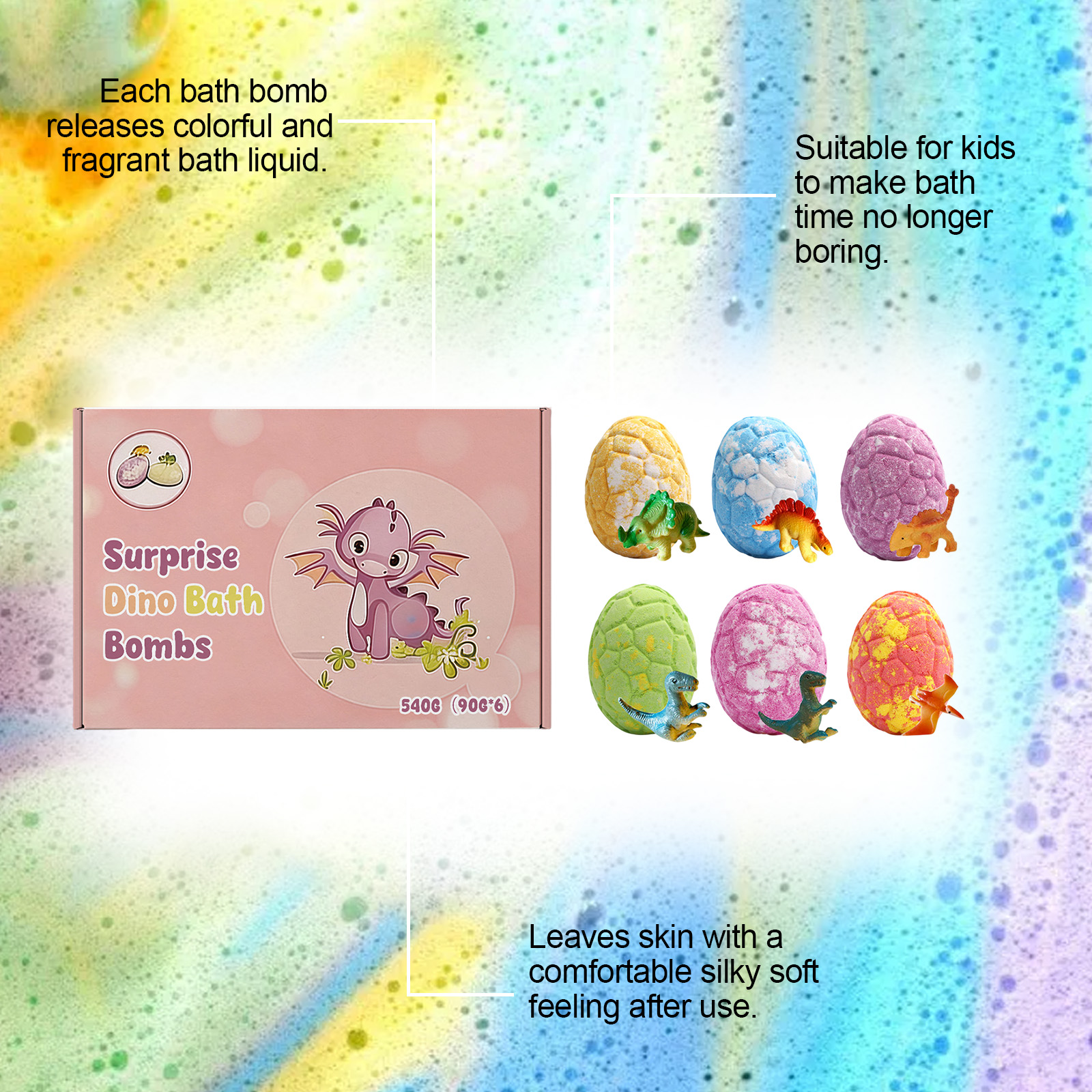 Cute Dragon Adventure Bath Bombs Mild Ingredients Daily Moisturizing Cleansing Skin Care Fun For Kids Skin