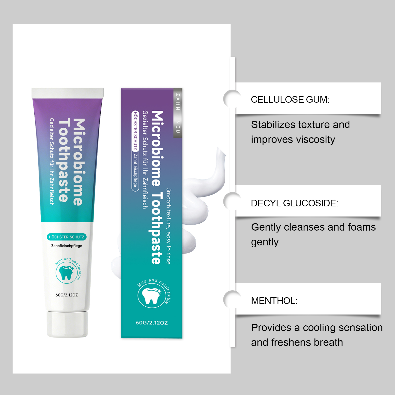 Mint Fresh Toothpaste Gentle Moisturizing Brighten Tooth Surface Care Oral Comfort Daily Mouth Clean Maintain Healthy Gum Fresh Breath
