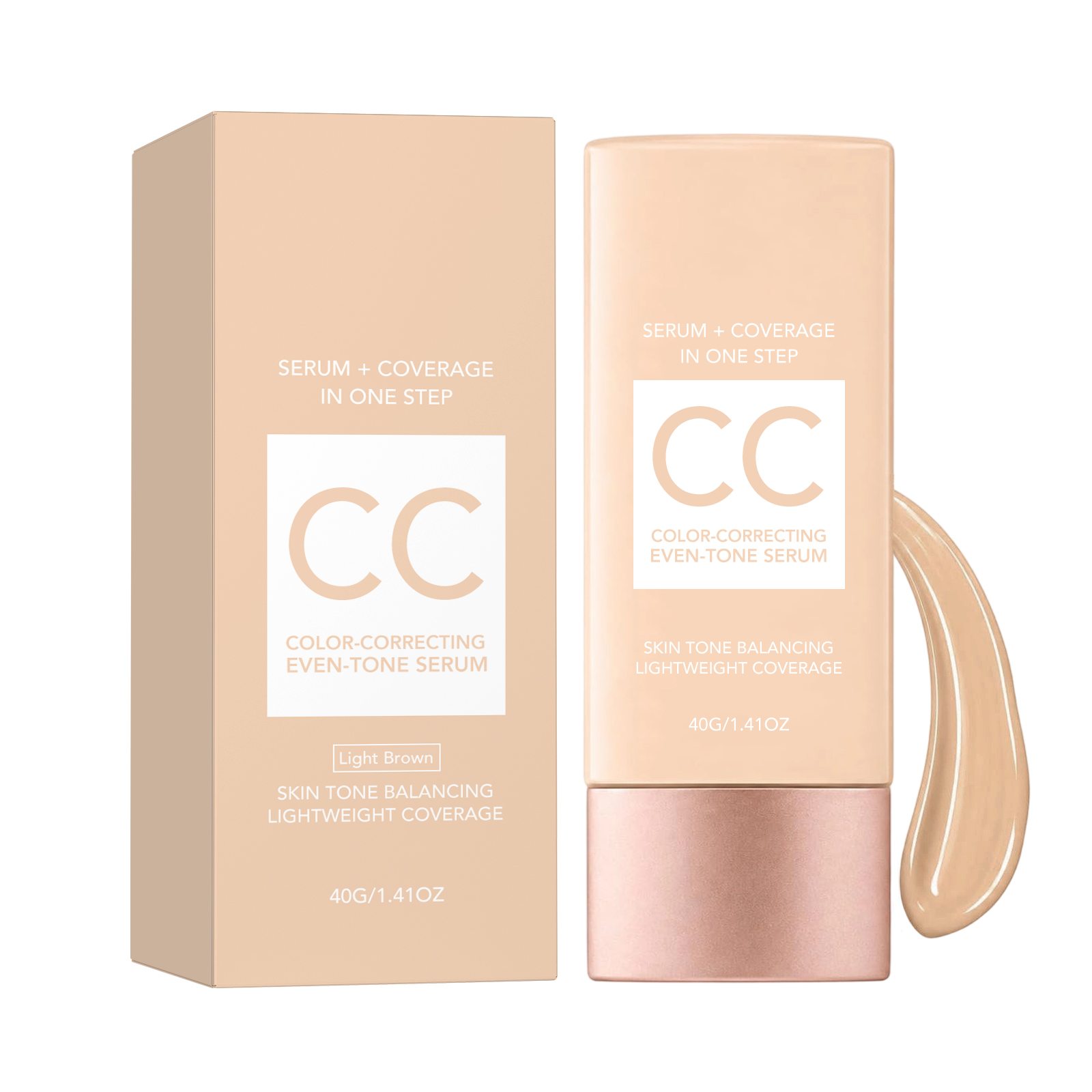Color Correcting Cream Light Brown Thin Smooth Even Tone Bright Hydrate Fine Conceal Facial Skin