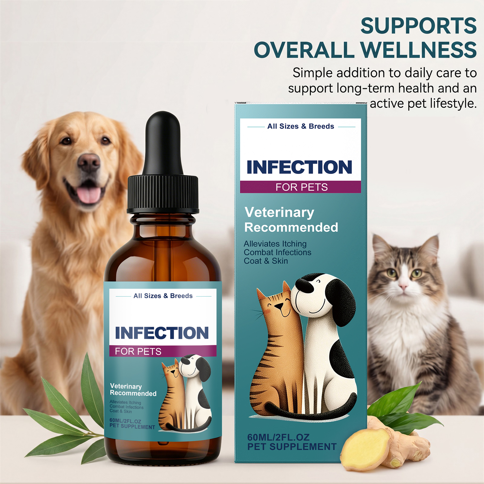 Pet Nutrition Supplement Drops For Skin Health Shiny Fur Daily Nutritional Support Boost Vitality Domestic Animals Care