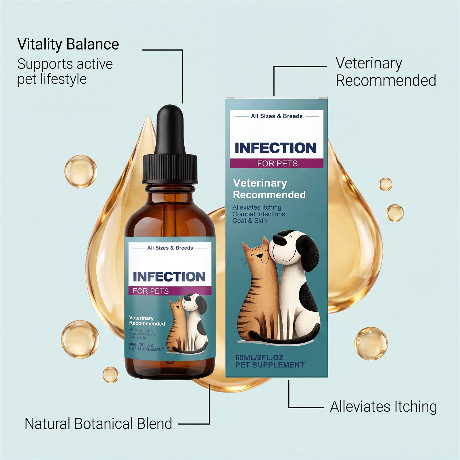 Pet Nutrition Supplement Drops For Skin Health Shiny Fur Daily Nutritional Support Boost Vitality Domestic Animals Care