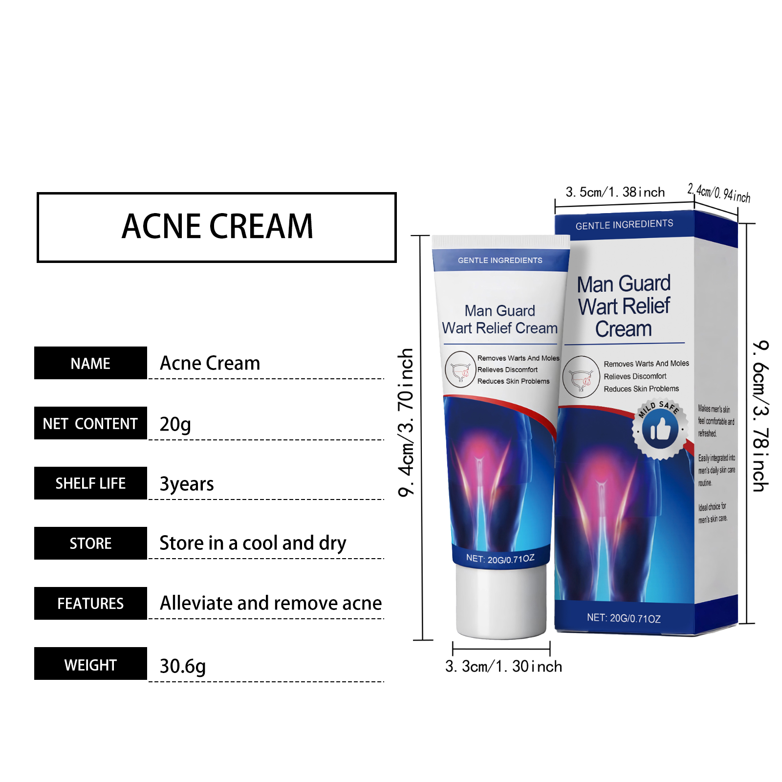 Male Care Cream Mild Ingredients Moisturizing Hydrating Daily Massage Smear Body Skin Care Maintain Lotion