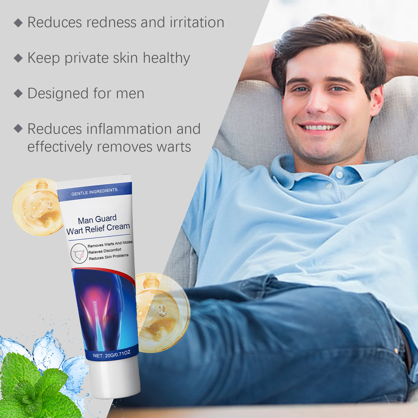 Male Care Cream Mild Ingredients Moisturizing Hydrating Daily Massage Smear Body Skin Care Maintain Lotion