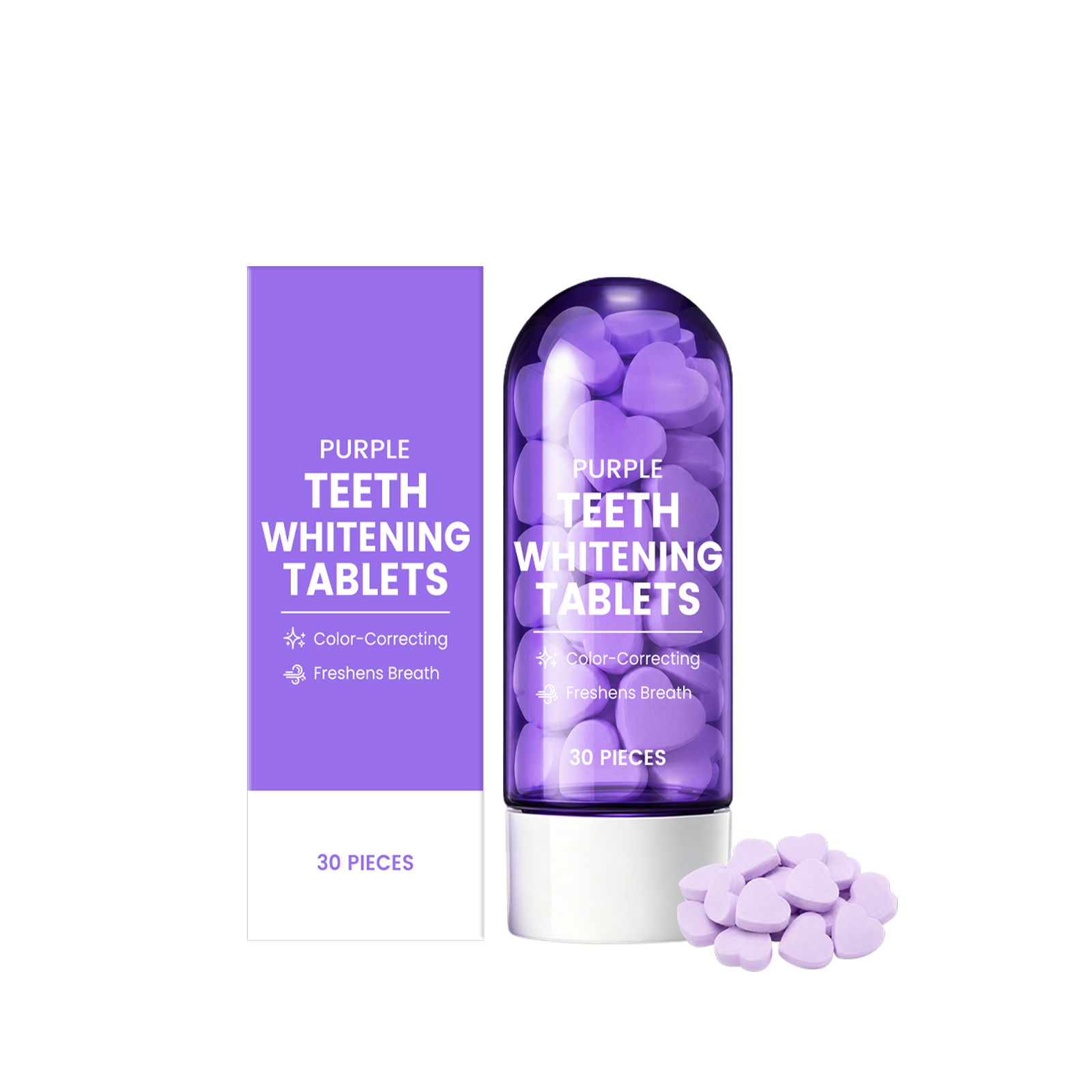 Purple Tooth Tablet Mild Clean Tooth Surface Stains Bright Shiny Fresh Breath Solid