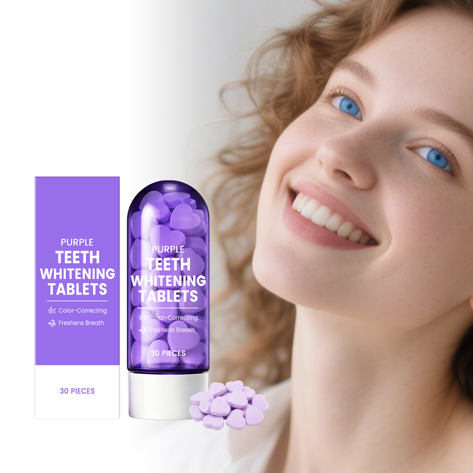 Purple Tooth Tablet Mild Clean Tooth Surface Stains Bright Shiny Fresh Breath Solid